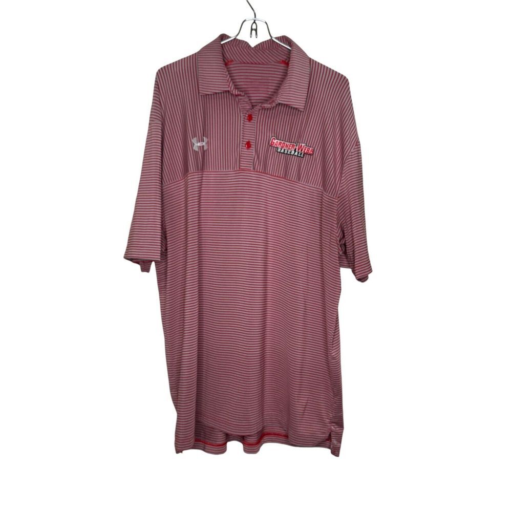 Under Armour Men's Shirt Polo Heat‎ Gear Loose Golf Stripe Polyester Red Large